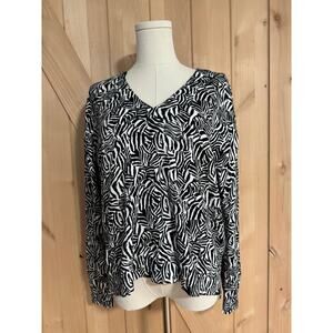 Michael Kors | Zebra Print Drop Hem V Neck Knit Sweater NWT | Size Medium